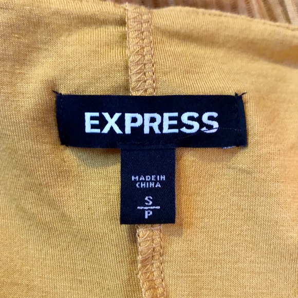 Express Twist Front Rib Sheath Midi Yellow Dress - Picture 5 of 11